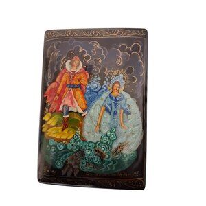 Russian Hand Painted Lacquer Box With Fairy Tale Scene